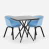 Set van 2 stoelen en design zwart vierkante tafel 70x70cm modern Navan Black Afmetingen