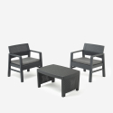 Salon de jardin en polyrotin table 2 fauteuils coussins Progarden Tambo Réductions