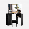 Coiffeuse table de maquillage noir à angle avec 3 Miroirs LED Elettra Black Vente