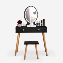 Scandinavisch make-up station zwart laden LED spiegel Serena Black Verkoop