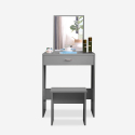 Make-up tafel grijs met spiegel, lade en krukje Dalila Grey Verkoop