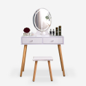 Scandinavisch design make-up tafel met LED spiegel, laden en krukje Serena Verkoop