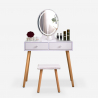 Scandinavisch design make-up tafel met LED spiegel, laden en krukje Serena Verkoop