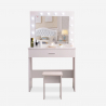 Coiffeuse table de maquillage avec miroir à LED et tabouret Gaia Vente