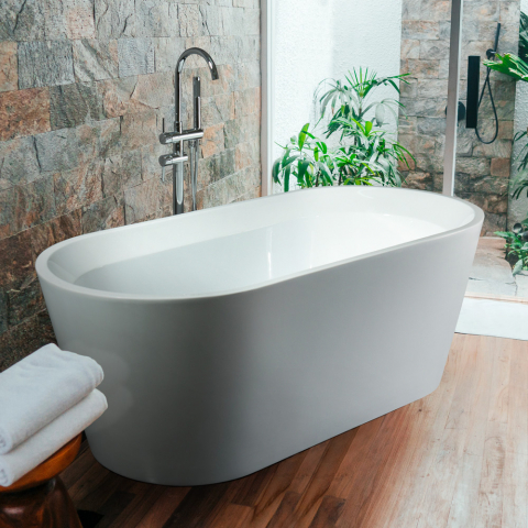 Freestanding badkuip met ovaal design in hars Arbe Aanbieding