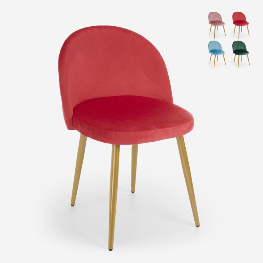 Moderne stoel met gouden poten en fluwelen bekleding Bert Verkoop Moderne stoel met gouden poten en fluwelen bekleding Bert Verkoop