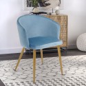 Chaise de salle à manger cuisine en velours moderne pieds dorés Patogu Catalogue