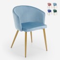 Chaise de salle à manger cuisine en velours moderne pieds dorés Patogu Vente