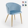 Chaise de salle à manger cuisine en velours moderne pieds dorés Patogu Vente