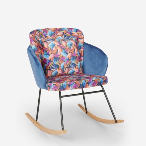 Chaise à bascule velours fauteuil moderne coussin de salon Botanika