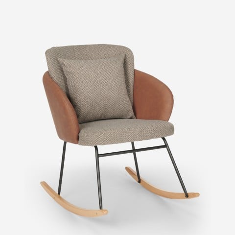 Schommelstoel moderne houten fauteuil woonkamer kussen Supoles Aanbieding