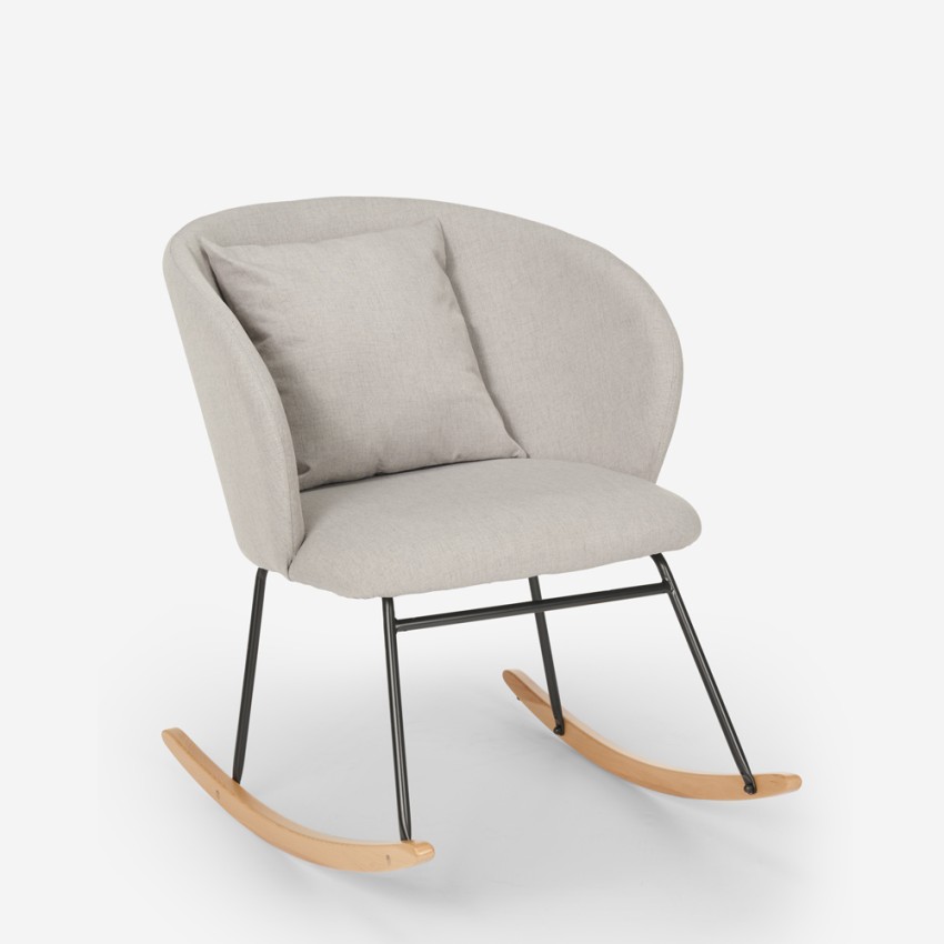 Chaise à bascule moderne fauteuil de salon coussin en bois Houpa Promotion