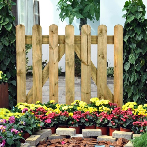 Clôture de jardin en bois 100x100cm portail d'entrée Mini