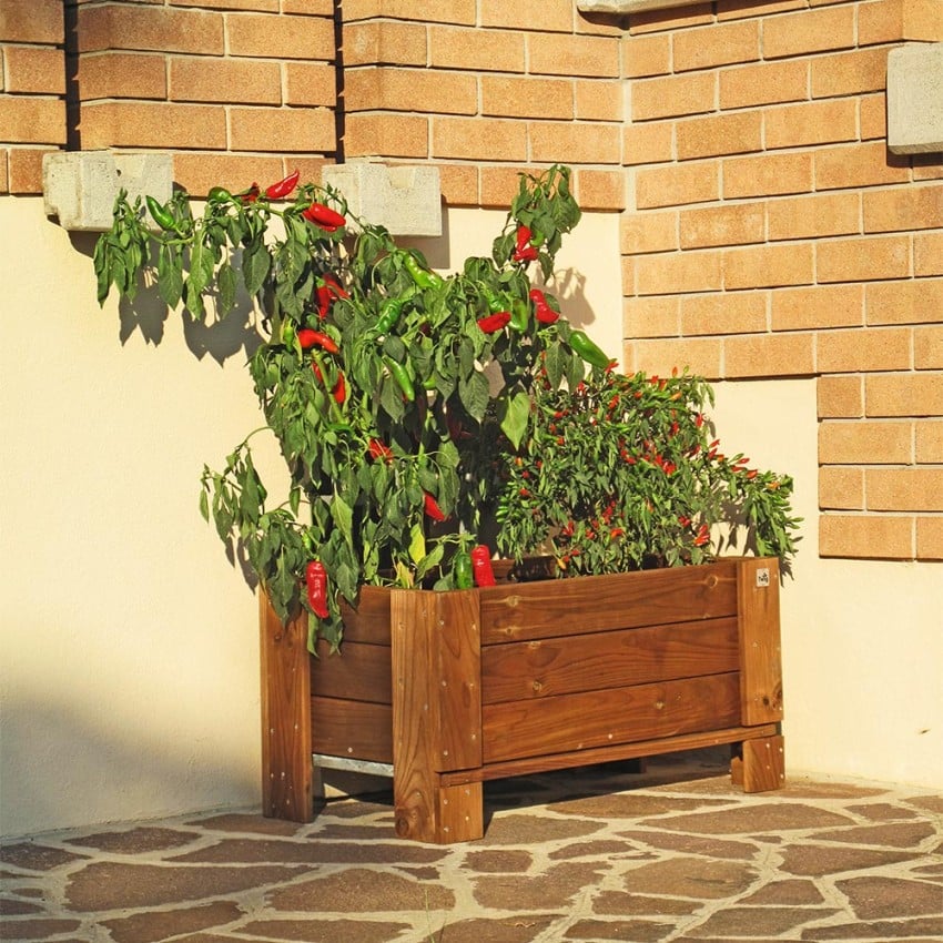 Plantenbak in hout exterieur balkon terras 81 x 44 x 40 cm Aanbieding