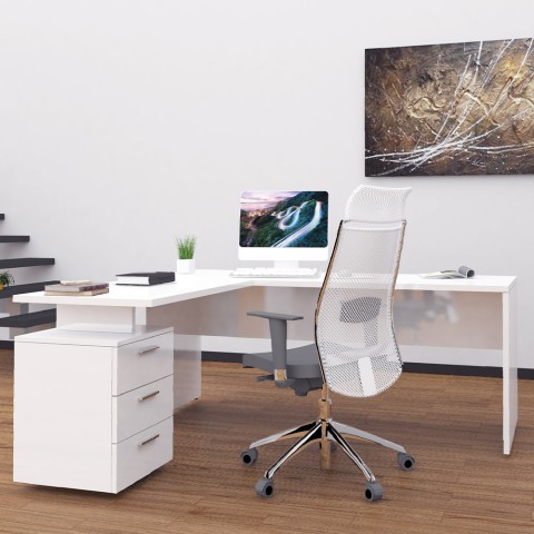 Modern corner desk 180x160 with 3 drawers New Selina Aanbieding