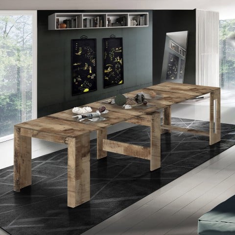 Uitschuifbare houten console eettafel 90-300x51cm Pratika Wood