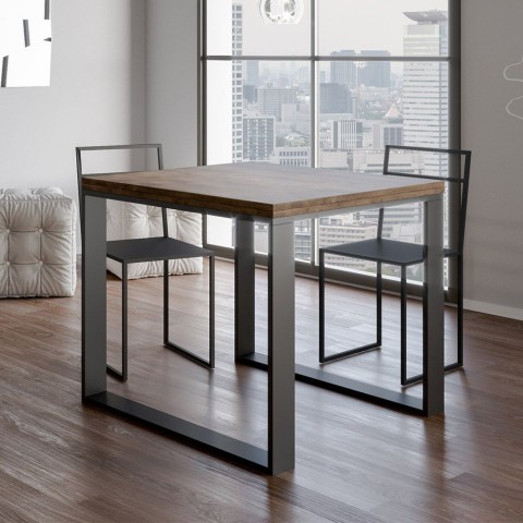 Table de cuisine salle à manger extensible 90x90-180cm Tecno Libra Noix Promotion
