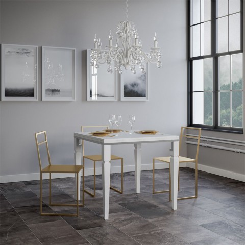 Uitschuifbare klassieke witte tafel 90 x 90-180 cm keuken Impero Libra Aanbieding