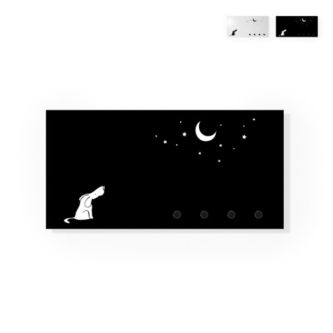 Porte-clés mural magnétique moderne en forme de tableau noir, avec chien et lune Promotion