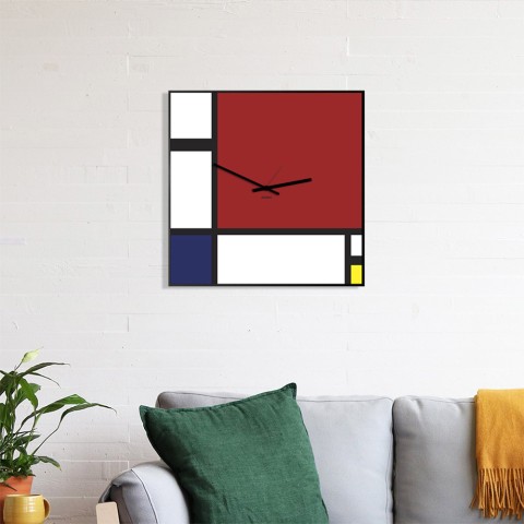 Horloge murale de tableau blanc magnétique de conception moderne Mondrian