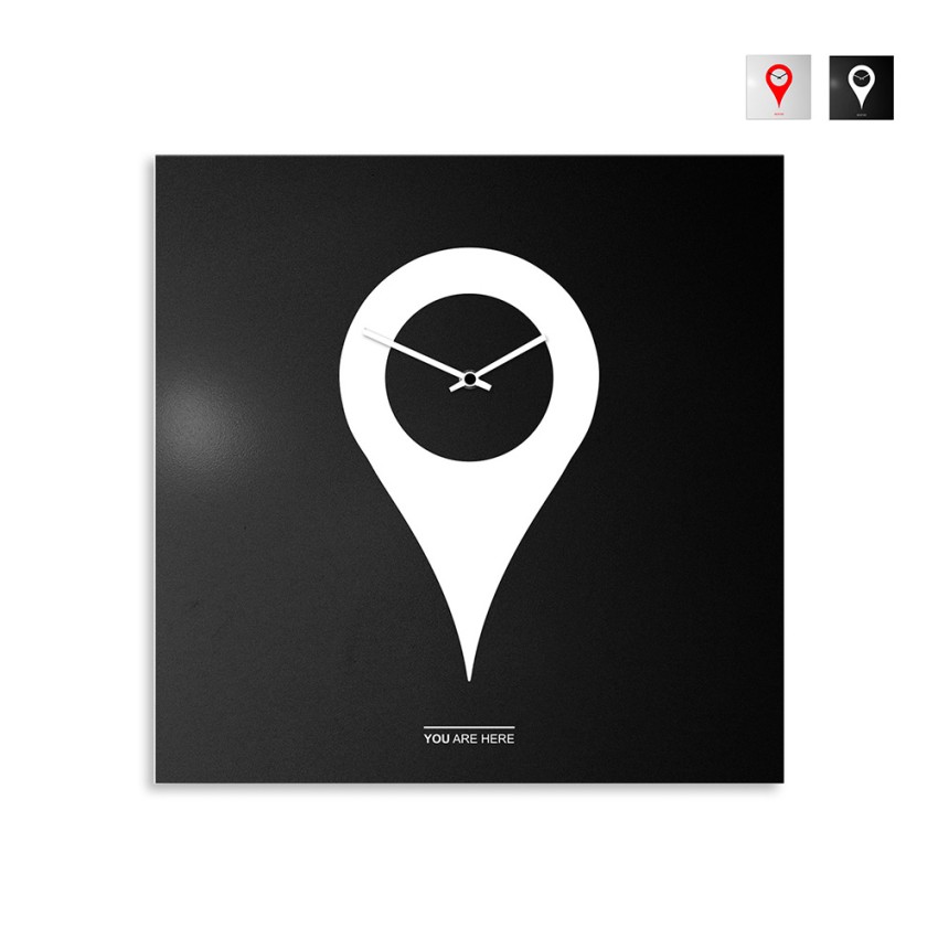 Horloge murale moderne carrée décorative 50x50cm You Are Here Promotion