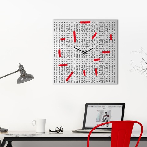 Horloge murale de salon carré décoratif moderne Crossword