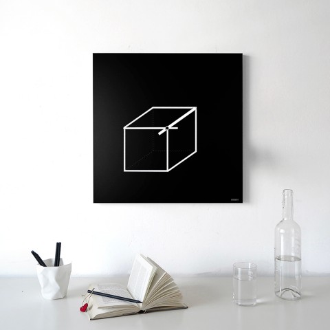 Vierkante wandklok 50 x 50 cm minimaal geometrisch ontwerp Cube Aanbieding