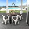 Industriële tafel van staal en hout 80x80 cm Allen Afmetingen