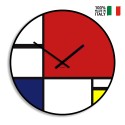 Horloge murale ronde Mondrian design d'art contemporain Vente