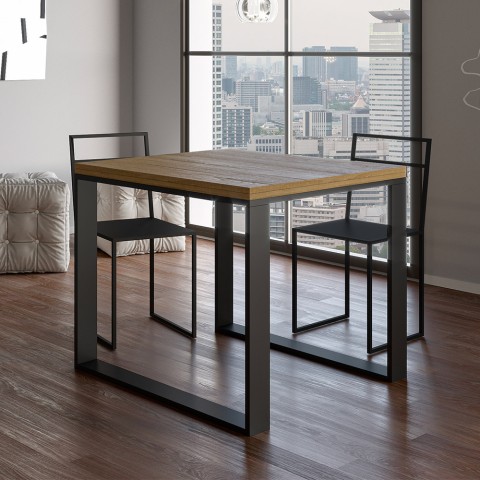 Table de salle à manger cuisine extensible avec rallonges 90x90-180cm Tecno Libra Oak