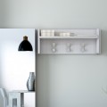 Moderne witte wandkapstok met 3 haken en plank voor entree Aanbieding