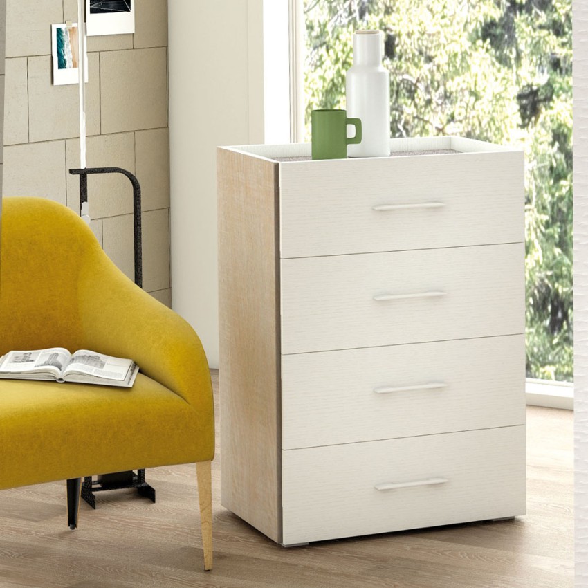Ladekast slaapkamer kantoor 4 lades wit hout design Aanbieding Ladekast slaapkamer kantoor 4 lades wit hout design Aanbieding