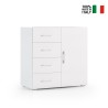 Commode pour chambre à coucher buffet 4 tiroirs design blanc et gris Vente
