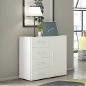 Ladekast slaapkamer dressoir met deur en 4 lades design wit grijs Aanbieding
