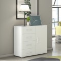 Ladekast slaapkamer dressoir met deur en 4 lades design wit grijs Aanbieding