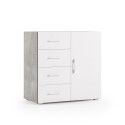 Moderne design ladekast met 4 lades en deur, grijs en wit Aanbod