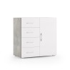 Moderne design ladekast met 4 lades en deur, grijs en wit Aanbod