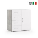 Moderne design ladekast met 4 lades en deur, grijs en wit Verkoop