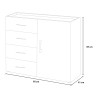 Moderne design ladekast met 4 lades en deur, grijs en wit Korting