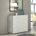 Moderne design ladekast met 4 lades en deur, grijs en wit Aanbieding
