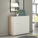 Commode design chambre à coucher 4 tiroirs bois blanc Promotion