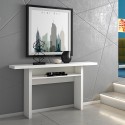 Table console extensible bureau en bois blanc 120x35-70cm Oplà Catalogue