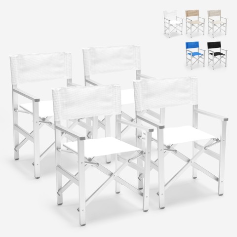 4 chaises de plage pliables portables en textilène aluminium Regista Gold