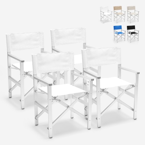 4 Opvouwbare strandstoelen draagbaar aluminium textilene Regista Gold Aanbieding