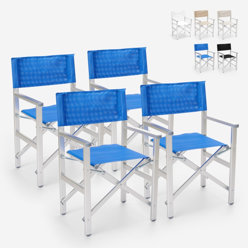 4 chaises de plage pliables portables textilène aluminium Regista Gold 