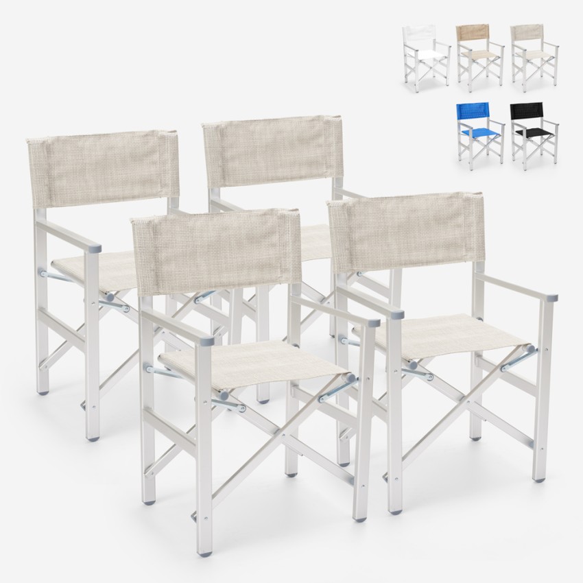 4 chaises de plage pliables portables textilène aluminium Regista Gold 