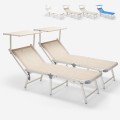 2 transats chaises de plage pliantes en aluminium Gabicce Gold