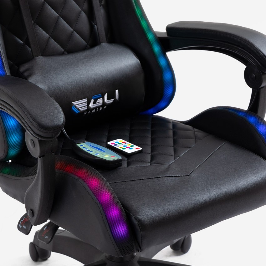 The Horde Chaise gaming ergonomique avec coussin lombaire et appui-tête RGB  LED