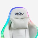 Fauteuil gamer blanc fauteuil LED ergonomique inclinable avec coussin Pixy Caractéristiques