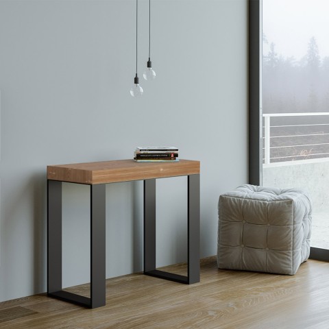 Table console d'entrée extensible 90x40-300cm bois métal Tecno Fir